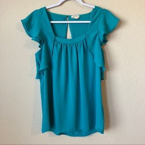 Meadow Rue anthro teal blouse size 8